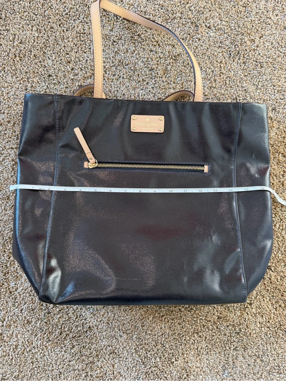 KATE SPADE NEW YORK KERRYN FULTON STREET PATENT LEATHER LARGE SHOPPERS TOTE